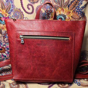 ♥ Portland Leather Goods Small Leather Tote Backpack in Chili Red ♥